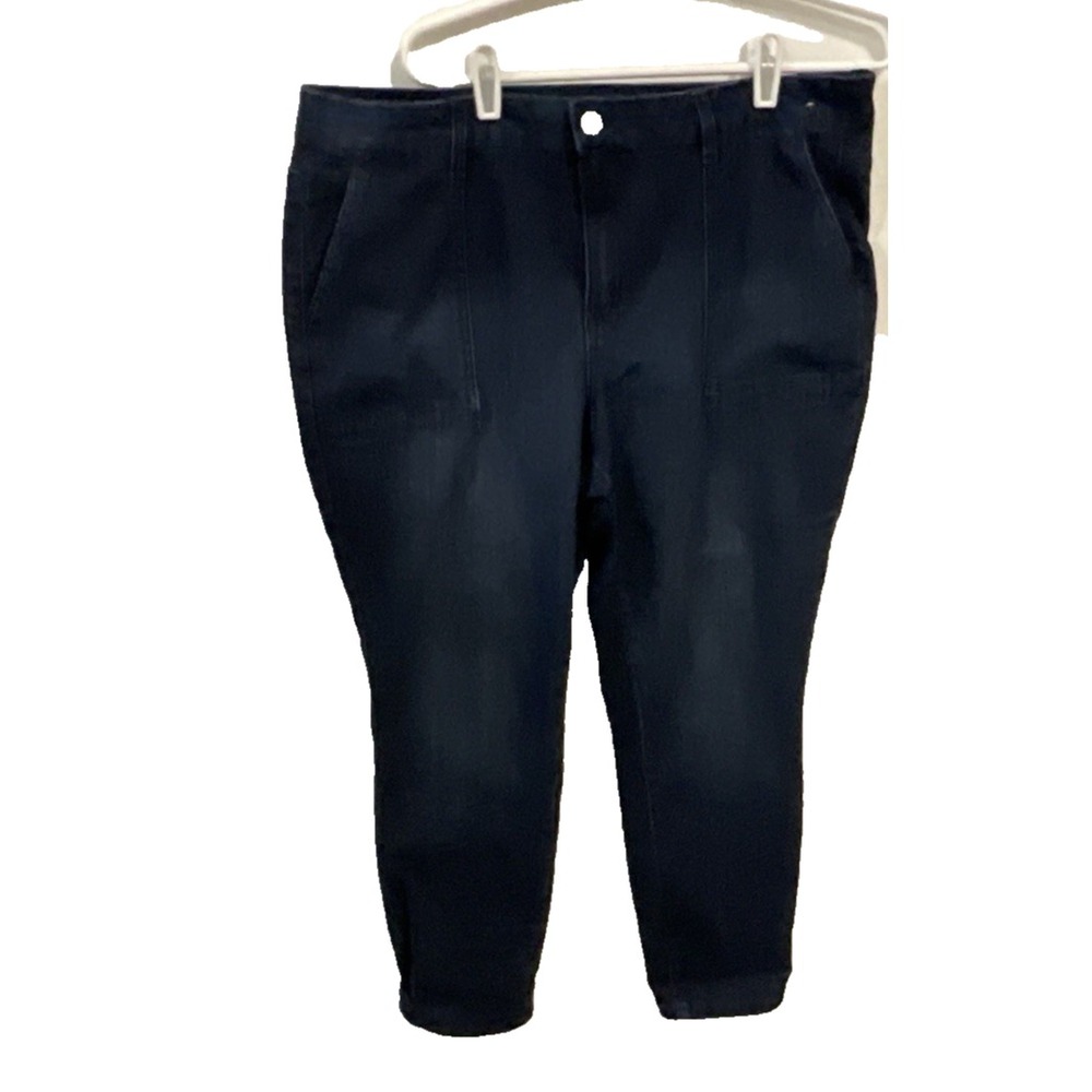 D. Jeans Size 16W Dark Wash Slash Pockets Woman's Denim Ankle